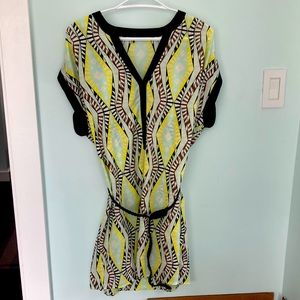Dex Belted Geometric Shirt Dress Size S EUC
